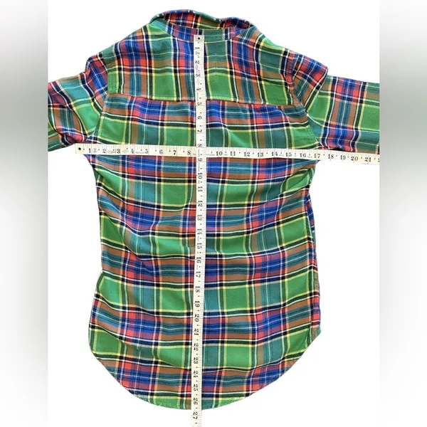 VTG Y2K Abercrombie & Fitch XS Green Plaid Flannel Shirt Moose logo Fitted fall - Image 7