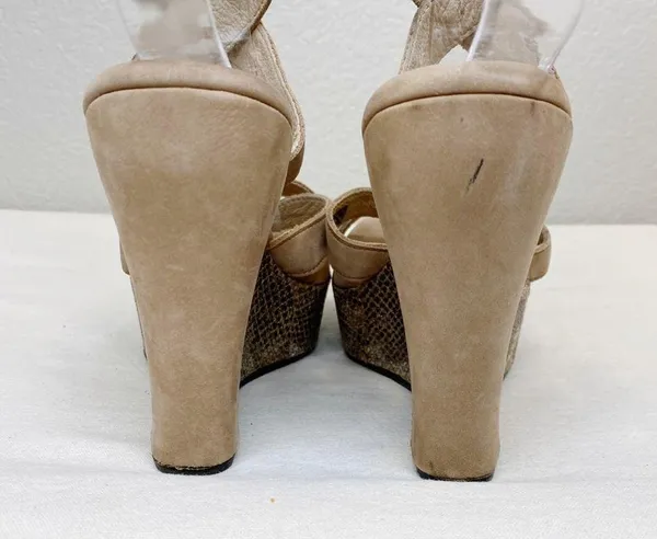 UGG Arian Snake Platform Wedge Ankle Wrap Tan Leather Sandals Womens Size 7.5 - Image 12