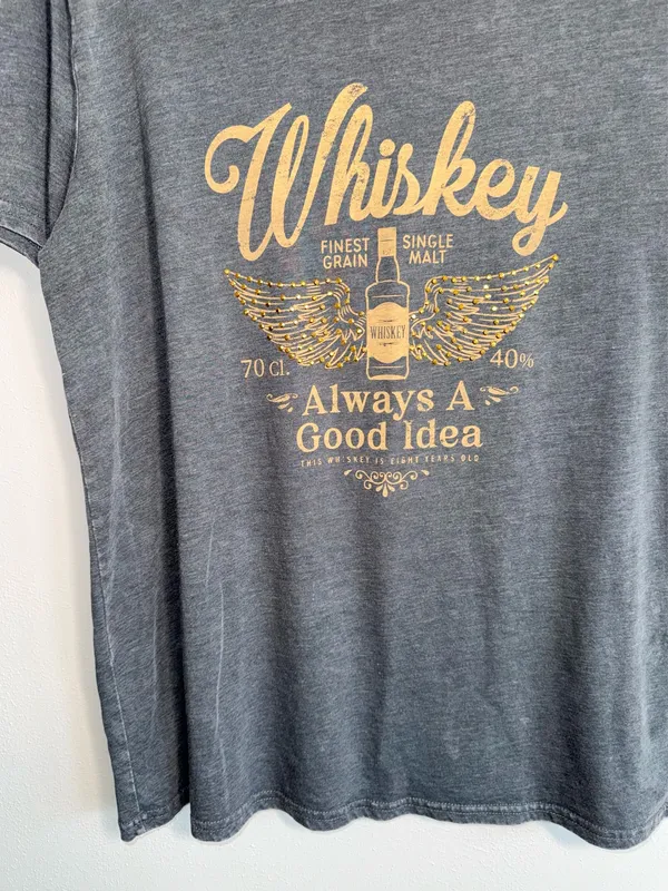 Maurices Whiskey Always A Good Idea Oversized Graphic Tee Gray Rhinestone - Image 5