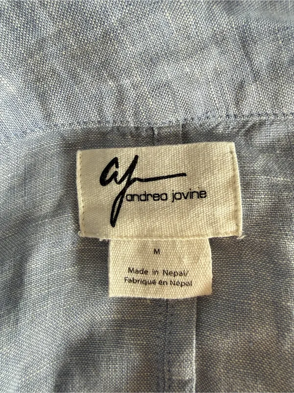 Andrea Jovine Women’s Blue Linen Kimono Cardigan Open Front Size Medium - Image 6