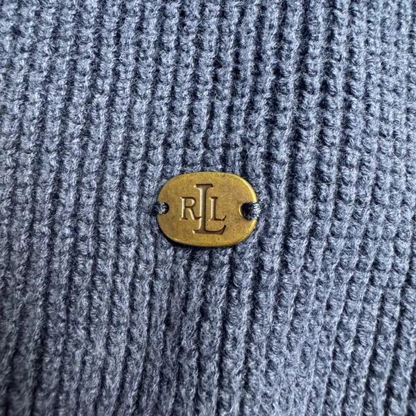 Lauren Ralph Lauren Navy Blue Waffle Knit Sweater Hoodie LRL‎ Logo woMens Large - Image 2