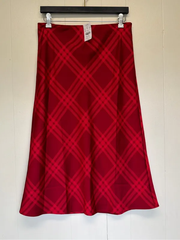 NWT J. CREW FACTORY Printed Bias Slip Skirt Autumn Crimson Candy Apple Medium - Image 3
