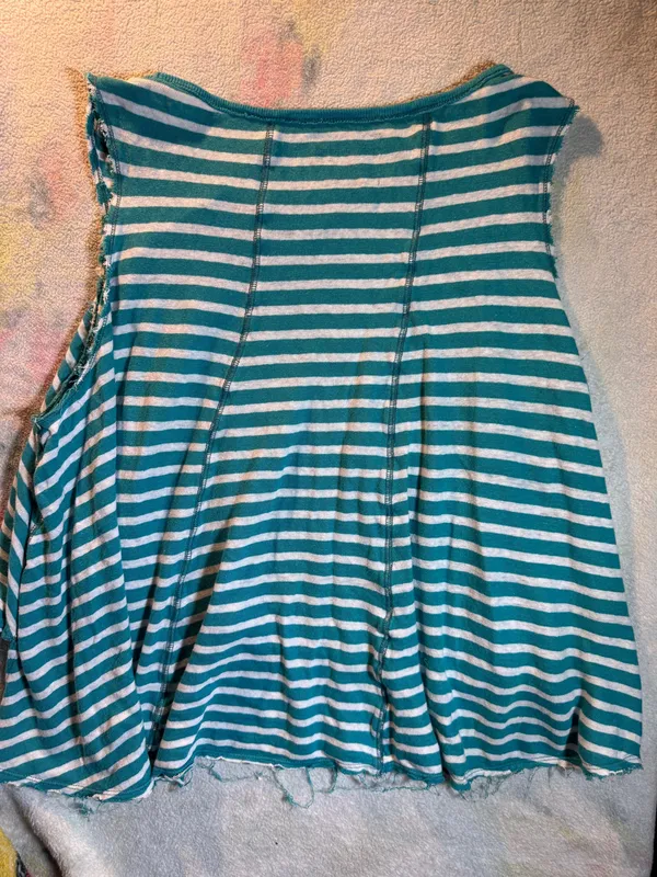 We The Free Teal and White Stripe Tank Hi-Lo Women’s Medium - Image 6