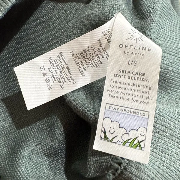 Offline by Aerie Green Seamless Cropped Short Sleeve Shirt Women’s Large - Image 3