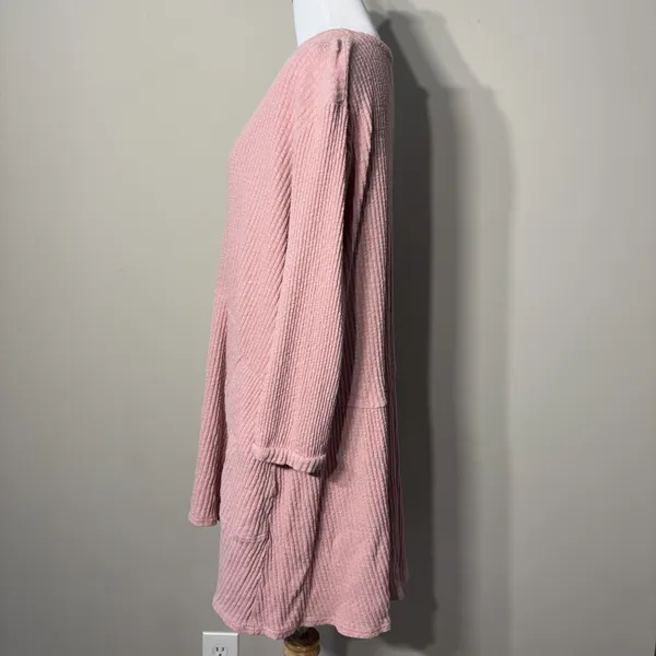 Free People Beach‎ Babydoll Tunic Top Small Pink Ribbed Oversized Flowy Boho S - Image 9