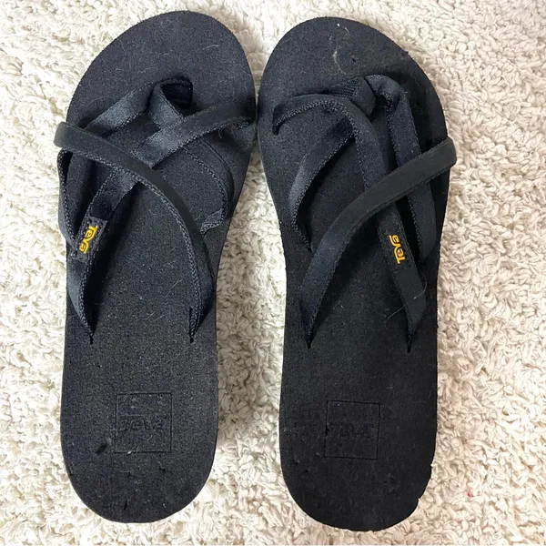 Teva Black Sandals with Yellow Logo - Image 10