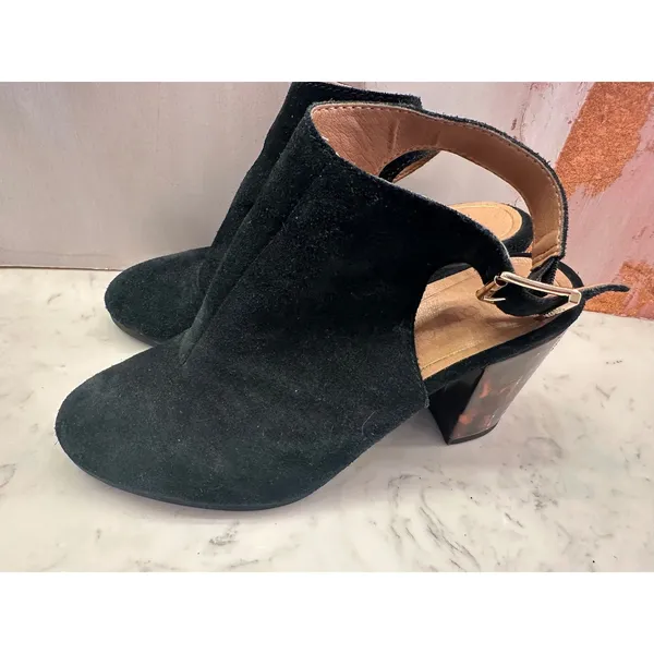 Vionic Lacey Tortoise Black Suede Slingback Block Heel Booties Women Sz 7.5 FLAW - Image 2