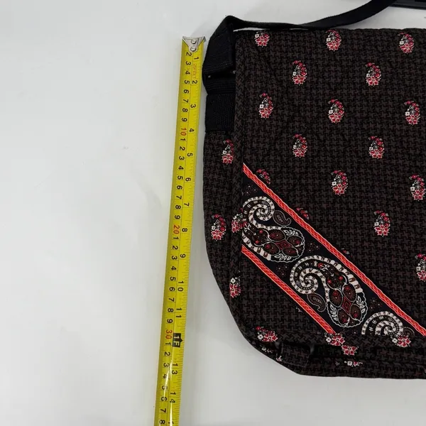Vera Bradley Messenger Bag Brown Houndstooth Paisley‎ Quilted Laptop Crossbody - Image 9