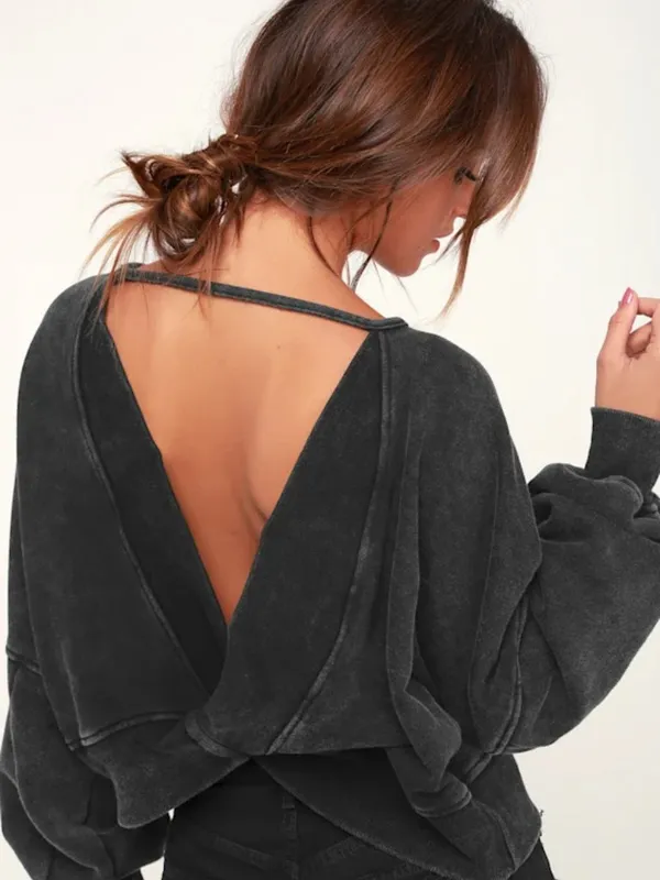 LULUS Longe Comfy Oversized Streetwear Y2K 1990s Casual Grunge Long Sleeve - Image 2