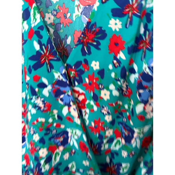 J. Crew Turquoise Floral Wrap‎ Style Dress Size 4 - Image 6
