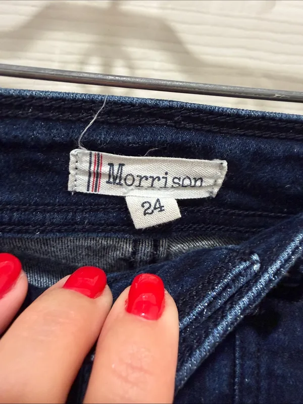 Morrison High-Rise Dark Blue Trucker Utility Straight Leg Slight Flare Jeans 24 - Image 2