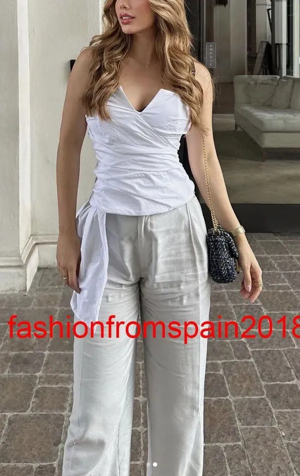 Zara NWT  STRIPED White STRAPLESS TOP. Size Small. - Image 2