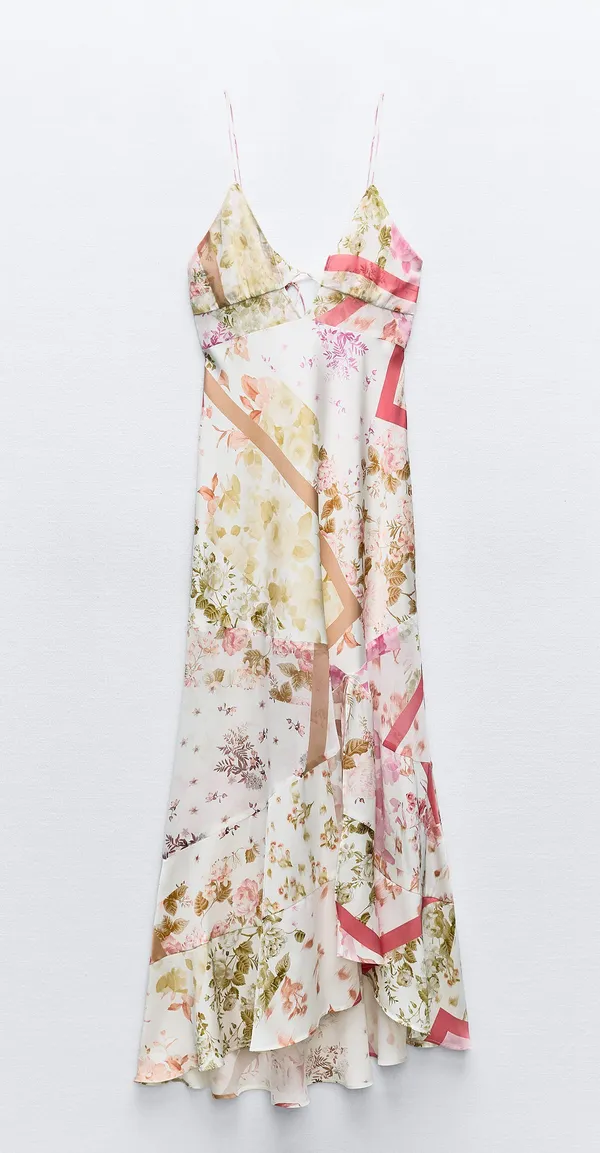 ZARA dress midi floral boho summer casual split satin wedding - Image 7
