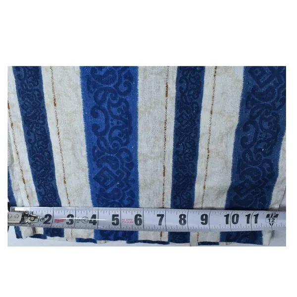Bellambra Italy Blue White Striped Wide Leg Pants Damask Metallic Accents Medium - Image 4