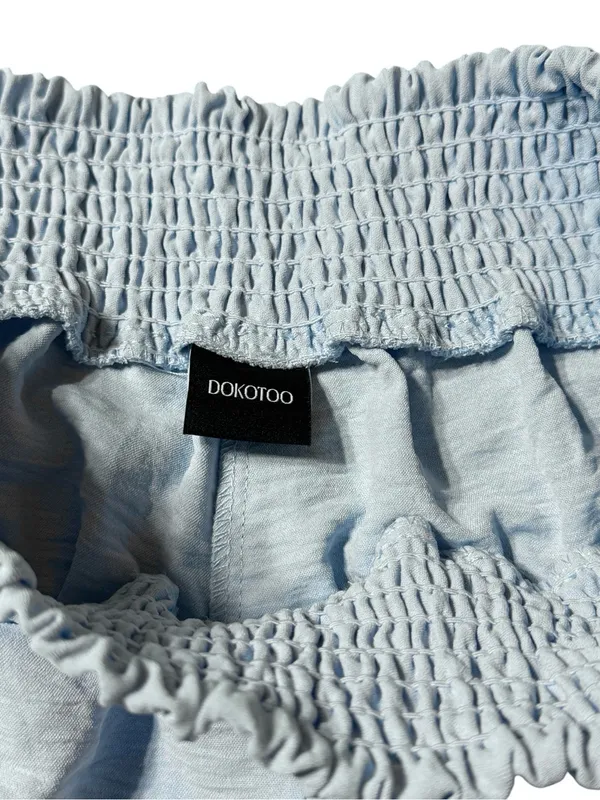 Dokotoo Wide Leg Smocked Waist Palazzo Pants Light Blue M - Image 3