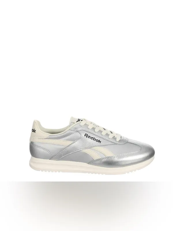 Reebok Women's Metallic Silver and Cream Sneakers - Image 2