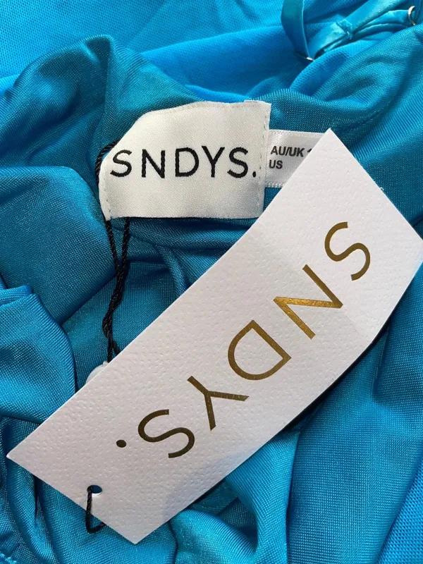 SNDYS Simone Midi Mesh Dress in Blue Xsmall New Womens Bodycon - Image 7