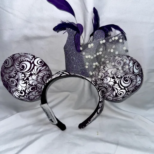 Disney Parks Minnie Mouse Glitter Crown Feathers Jubilee Purple Ears - Image 4