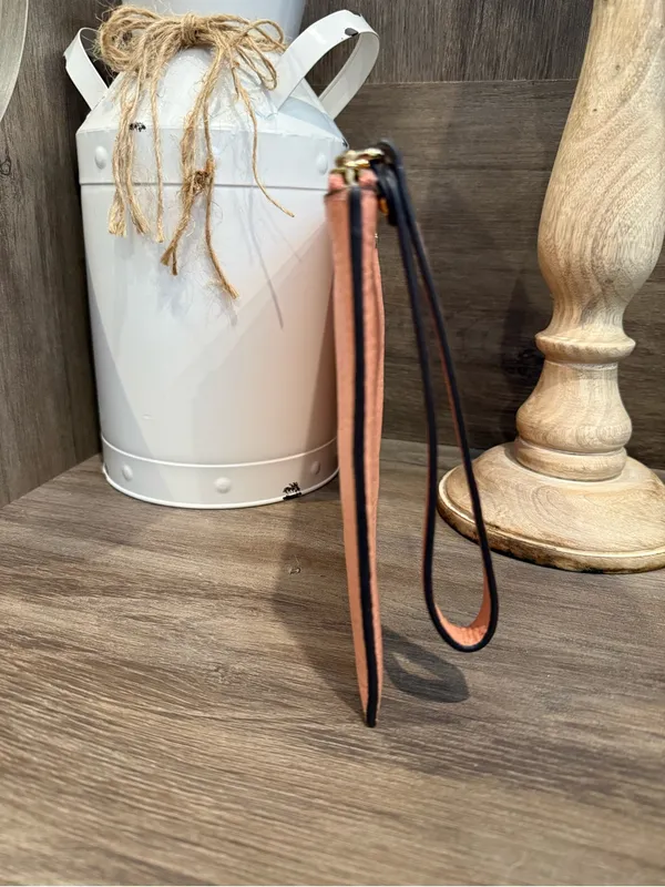 MICHAEL KORS Peach Leather Wristlet Clutch - Image 3