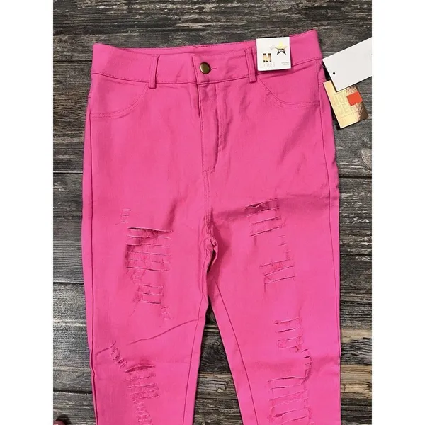 Holic Jeans Pink Distressed Skinny Size M Stretchy‎ NWT - Image 2