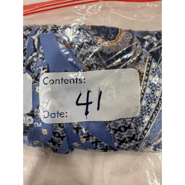 Free People Mini Skirt Womens Small Blue Geometric Print Ruched Detailed Pull On - Image 11