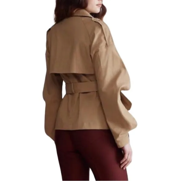 N12H Trench Jacket Sz XS Tan Button Up Sleeve Boho City Chick Rare Preppy NWOT - Image 4