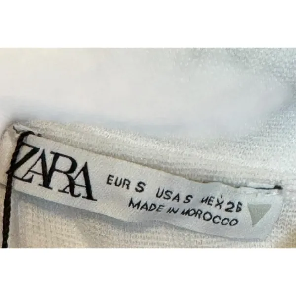 Zara Women's Top‎ Ruched Tube Strapless Stretch Cotton White Sz. Small NWT - Image 7