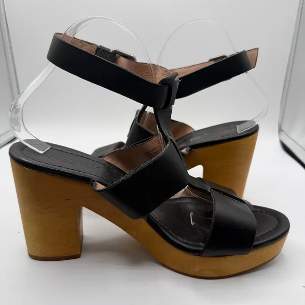 Madewell Irving Black Leather T Strap Platform Clog Heels Women’s 9.5 F0089 - Image 5