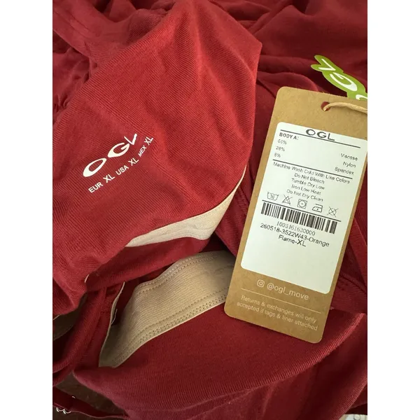 NWT OGL Vacay Gathered U-Neck Spaghetti Midi Bra Dress Pockets Size XL Red - Image 7
