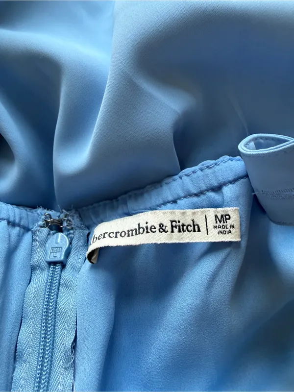 Abercrombie & Fitch Cinched Neck Slip Midi Dress Blue Medium Petite - Image 7
