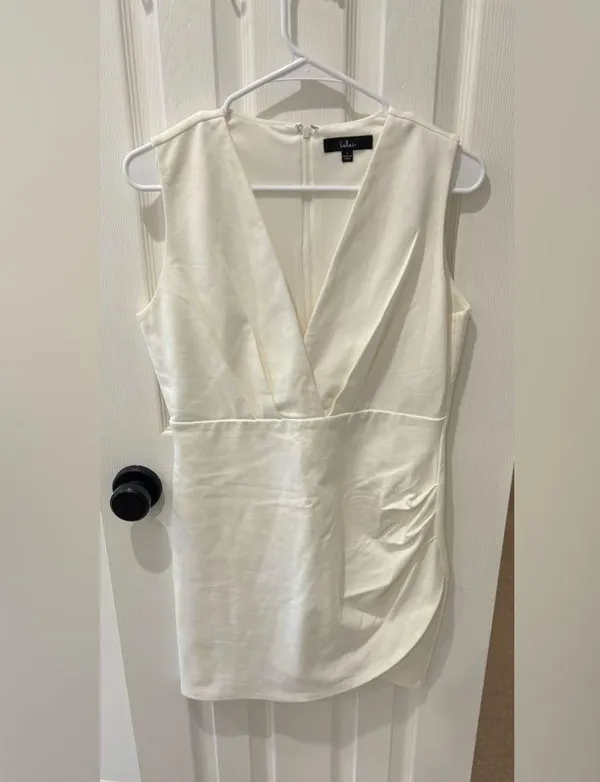 Lulu's Ivory V-Neck Mini Dress - Image 5