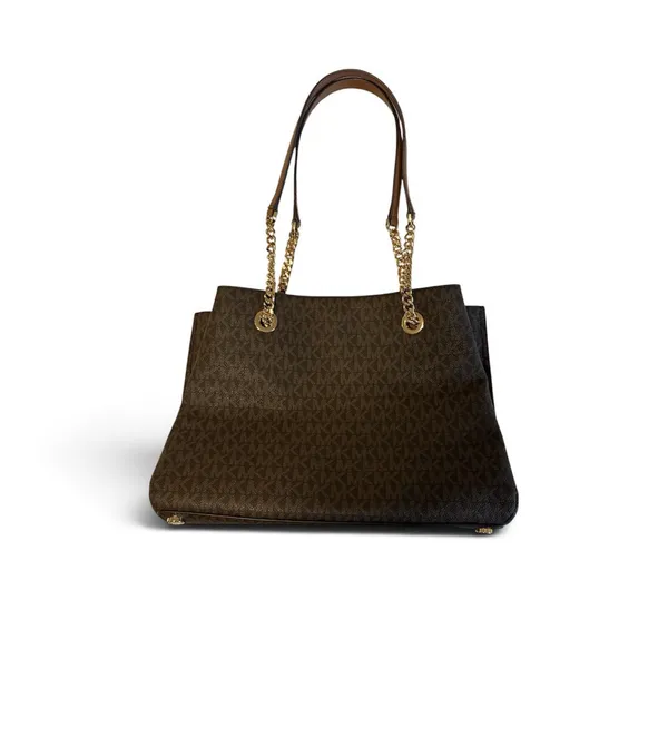 Michael Kors Teagen Large Logo Shoulder Bag Brown MK Monogram EUC purse handbag - Image 3