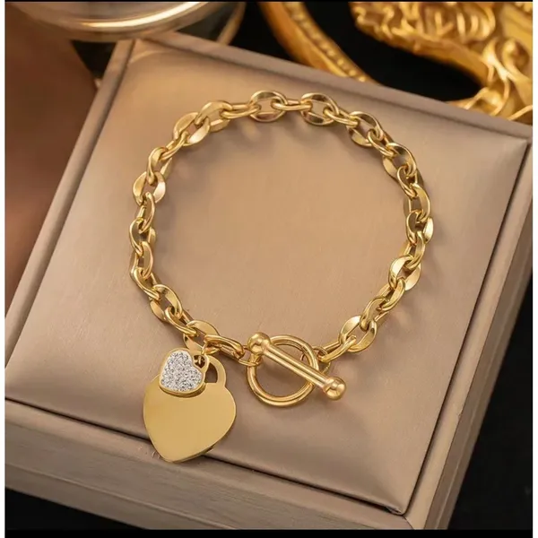 Gold Tone Stainless Steel Beaded Bracelet Adjustable Chain 316L‎ - Image 3