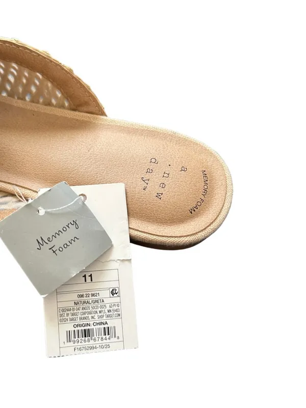 A New Day Greta Raffia Slip On Mule Flats Natural Tan Size 11 - Image 6