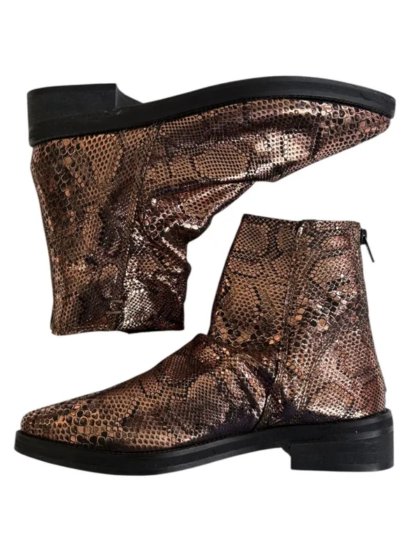 EUC Free People Leather Amarone Cooper Snakeskin Boots Size 7.5 - Image 3