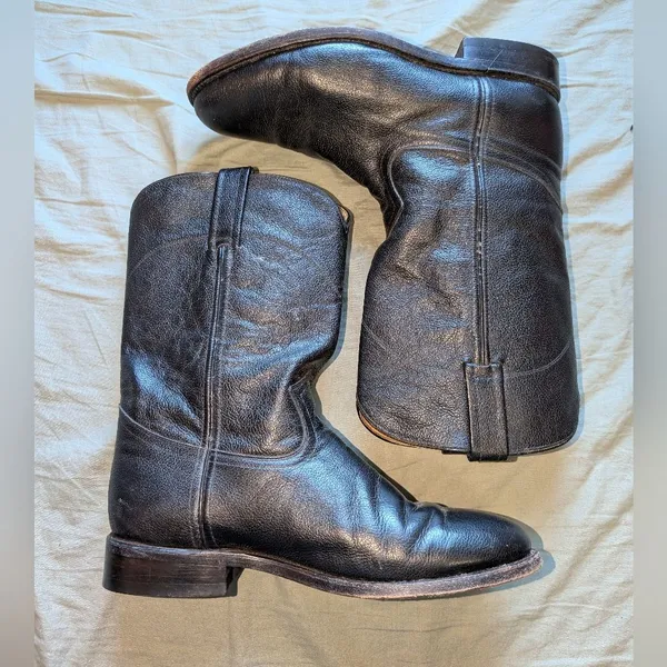 Dan Post Women’s Leather Pull-On Cowboy Boots W8.5 Black - Image 4