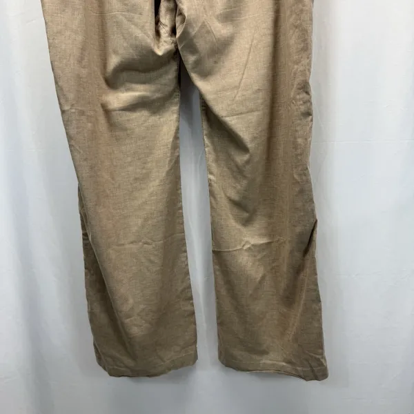 Prana Breathe Women's Drawstring Pants L Tan Lightweight Hemp Blend Wide Leg - Image 7