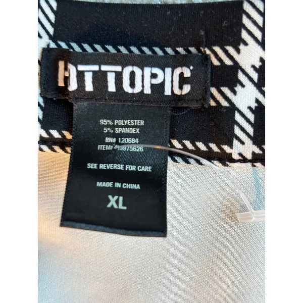 Hot Topic Black White Plaid O-Ring Zipper Skater Skirt XL - Image 3