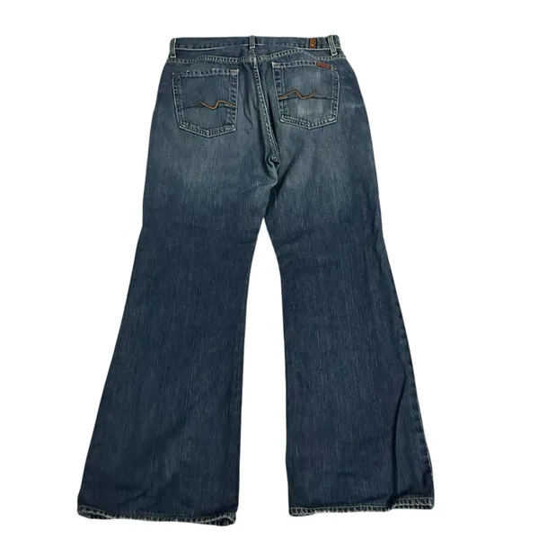 7 For All Mankind Straight Leg Blue Denim Jeans 100% Cotton Button Zip Women - Image 2