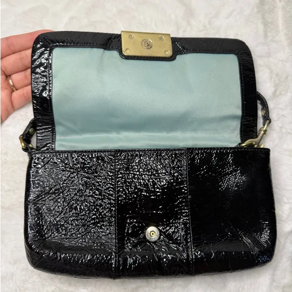 COACH Patent Leather Black Mini Purse Wristlet - Image 4