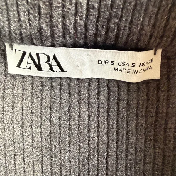 Zara Ribbed Knit‎ Skirt Women Small Grey A-Line Mini Casual Minimalist Cozy - Image 3