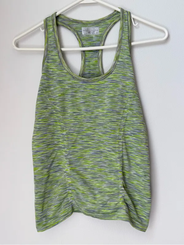 Athleta Fast Track Space-Dye Racerback Tank Top in Green and Gray Size Small - Image 3