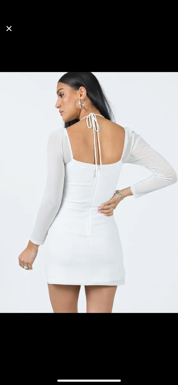 Princess Polly Stasis White Long Sleeve Dress Size 4 - Image 3