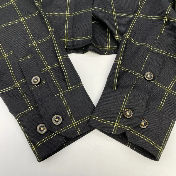 Dixxon Women Flannel Stay Gold Shirt Size M Plaid D Tech Snap Biker Moto‎ Goth - Image 10