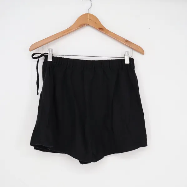 Old Navy Black Linen Blend Wrap Skort Shorts Side Tie Small - Image 4