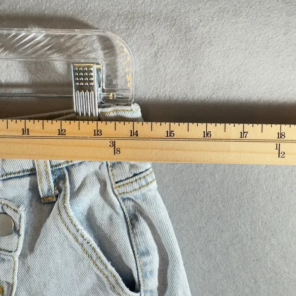 596 | Altar'd State Denim Wrap‎ Denim Skort Light Wash Button Front Women Medium - Image 3