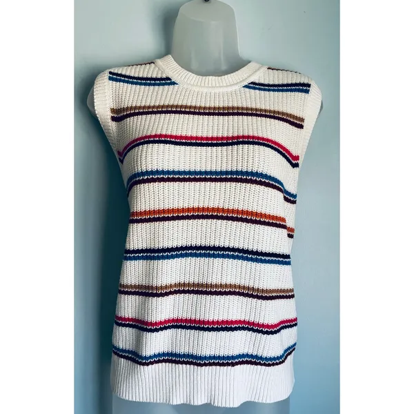 St. John's Bay Knit Sweater Vest Striped Women's Medium - Image 5