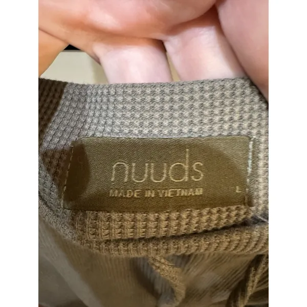 Nuuds 2 Pc Loungewear Set Cropped Top Long Sleeve Pant Green Gray Size Large - Image 6
