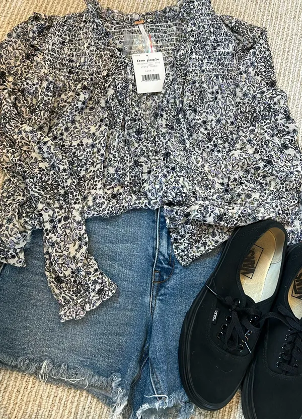 Free People Top Floral Long Sleeve S - Image 2