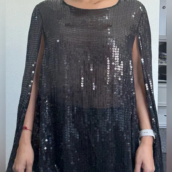 DKNY Black Sequin Women's elegant cape blazer - Image 12